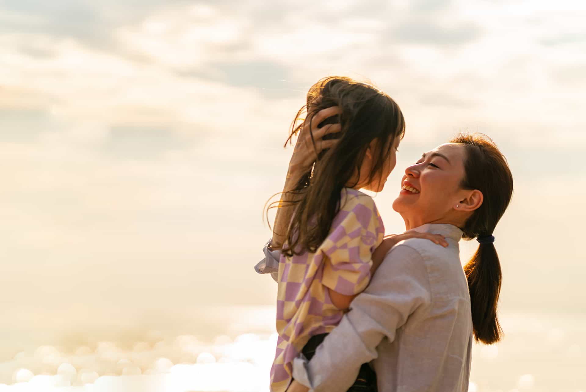 Mother and daughter at home in M Legasi